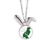 I Am From Pakistan National Flag Country Rabbit Necklace Pendant Bunny Animal Jewelry Gift