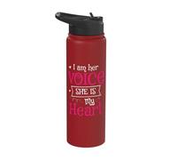 I Am Her Voice She is My Heart Stainless Steel Insulated Water Bottle