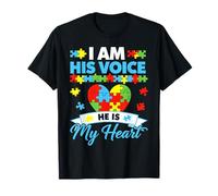 I Am His Voice He is My Heart Autism Awareness Puzzle Piece T-Shirt