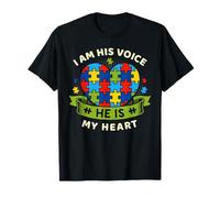 I Am His Voice He is My Heart Autism Mom Autistic Awareness T-Shirt