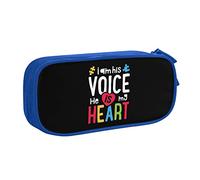 I Am His Voice He is My Heart Pencil Pouch Large Capacity Double Layer of Fice School Por Table Pencil Case