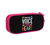 I Am His Voice He is My Heart Pencil Pouch Large Capacity Double Layer of Fice School Por Table Pencil Case
