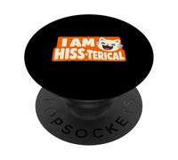 I Am Hiss-terical Funny Cat Pun Laughing Kitty PopSockets Adhesive PopGrip