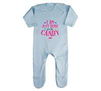 I Am Just Here for The Candy Halloween Statement Baby Romper Jumpsuit with feet, 0-3 Months, Pastel Blue