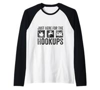 I am Just Here for The Hookups Motorhome Camping RV Caravan Raglan Baseball Tee