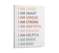 I Am Kind, I Am Brave Affirmations Print - Inspirational Wall Art for Kids, Boho Nursery Or Classroom Decor Home Decoration,Bedroom Art, Wall Decor Living Room, Wall Art, Frameless 20x30inch