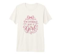 I Am Literally Just a Girl Cute Retro Boho Coquette Bow Pink Premium T-Shirt