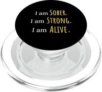 I Am Living Sober Life Sobriety Anniversary AA Recovery PopSockets PopGrip for MagSafe