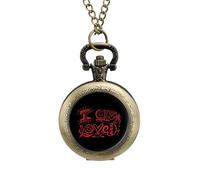 I Am Loved Vintage Pocket Watch with Chain Arabic Numerals Scale Quartz Pocket Watches Gifts for Men Women