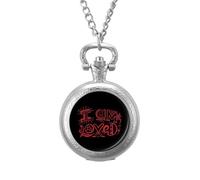I Am Loved Vintage Pocket Watch with Chain Arabic Numerals Scale Quartz Pocket Watches Gifts for Men Women