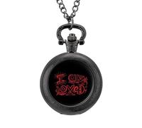 I Am Loved Vintage Pocket Watch with Chain Arabic Numerals Scale Quartz Pocket Watches Gifts for Men Women