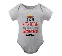 I Am Mexican And This Is My Juansie - Funny Outfit - Cute Infant One-Piece Baby Bodysuit Gray-style-1 24months