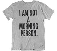I Am Not A Morning Person, Mens or Women's Unisex Fit Novelty Slogan Organic Cotton T-Shirt Grey