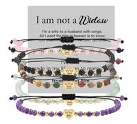 I Am Not a Widow Custom Angel Wing Memorial Beaded Bracelet, Personalized Engraved Name Date Adjustable Cord Remembrance Jewelry, Multi Color Grief Keepsake Gift