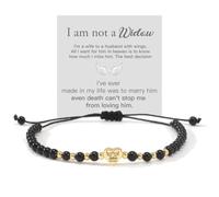 I Am Not A Widow Custom Memorial Bracelet, Personalized Engraved Name Date Beaded Bracelet, Adjustable Sympathy Remembrance Jewelry for Women, Keepsake Charm for Loss of Loved One