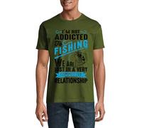 I Am Not Addicted to Fishing We are Just in A Very Committed Relationship Crew Neck Cotton Men's T-Shirt Hunter Green Large