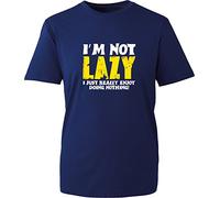 I Am Not Lazy I Just Really Enjoy Doing Nothing Funny T-Shirt Sarcastic Rude Lazy People Sleeping Lovers Funny Stupid Birthday Xmas Gift Unisex Tee Top (Navy, M)