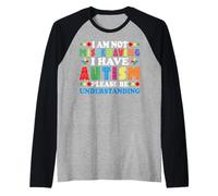 i am not Misbehaving Have Autism Awareness Autistic Kids Raglan Baseball Tee