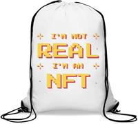 I Am Not Real I Am NFT Retro Pixel Art Gym Sack Casual Drawstring Bag White