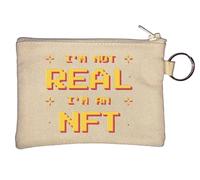 I Am Not Real I Am NFT Retro Pixel Art Key Chain Coin Purse Beige