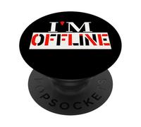 I AM OFFLINE BUSY TOUCHING GRASS : LARGE BOLD Graphic Text PopSockets Adhesive PopGrip