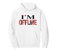 I AM OFFLINE BUSY TOUCHING GRASS : LARGE BOLD Graphic Text Pullover Hoodie
