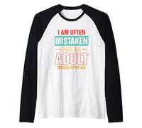 I Am Often Mistaken For An Adult Because Of My Age Saying Raglan Baseball Tee