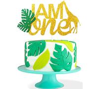 I AM ONE Birthday Cake Topper - Real Wild Child First Birthday - Smash Jungle Safari Animals Gifaffe Cake Décor - Baby Shower Welcome Baby Party Decoration