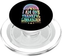 I Am One Thankful Librarian Bohemian Thanksgiving Rainbow PopSockets PopGrip for MagSafe