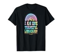 I Am One Thankful Librarian Bohemian Thanksgiving Rainbow T-Shirt