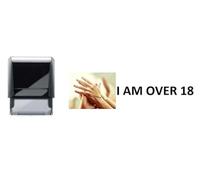 I AM Over 18 - Hand Stamp - Suitable for Festivals, Parties, Pubs, Special Events - Exhibitions self Inking Safe Water Based Ink Black Ink Stamp 28 x 6mm