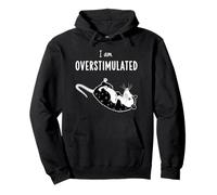 I Am Overstimulated Possum Funny Cute Animal Saying Pullover Hoodie