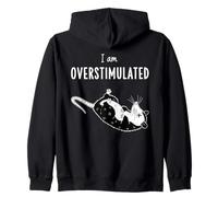 I Am Overstimulated Possum Funny Cute Animal Saying Zip Hoodie