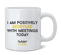 I Am Positively Bedeviled With Meetings Today Moira Rose Quote David Rose Apothecary Merchandise Official Schitts Creek TV Show Kitchen Accessories Ceramic Coffee Mug Tea Cup Fun Novelty Gift 12 oz