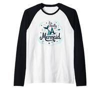 I Am Really A Mermaid: Whimsical Ocean Fantasy Raglan Baseball Tee, Men, Black/White, Large