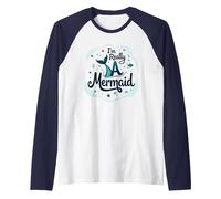 I Am Really A Mermaid: Whimsical Ocean Fantasy Raglan Baseball Tee, Men, Navy Blue/White, Large