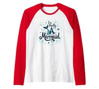 I Am Really A Mermaid: Whimsical Ocean Fantasy Raglan Baseball Tee, Men, Red/White, Small