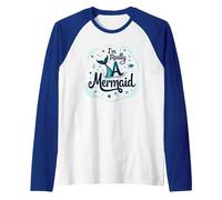 I Am Really A Mermaid: Whimsical Ocean Fantasy Raglan Baseball Tee, Men, Royal Blue/White, XX-Large