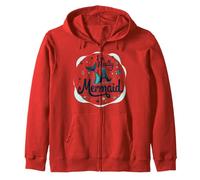 I Am Really A Mermaid: Whimsical Ocean Fantasy Zip Hoodie, Adult Unisex, Red, Medium