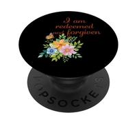 I Am Redeemed and Forgiven - Floral Christian Faith PopSockets Adhesive PopGrip