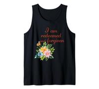I Am Redeemed and Forgiven - Floral Christian Faith Tank Top