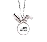 I Am Rich In The Dream Art Deco Fashion Rabbit Necklace Pendant Bunny Animal Jewelry Gift