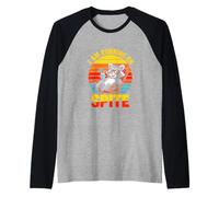 I Am Running On Spite Raccoon Sarcastic Retro Sunset Raglan Baseball Tee