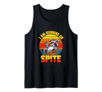 I Am Running On Spite Raccoon Sarcastic Retro Sunset Tank Top