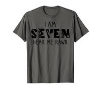 I Am Seven Hear Me Rawr Dinosaur 7th Birthday Boy Girl Top T-Shirt