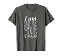 I Am Silently Correcting Your Grammar T-Shirt Funny Book Tee T-Shirt, Men, Asphalt Grey, 6X-Large