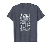 I Am Silently Correcting Your Grammar T-Shirt Funny Book Tee T-Shirt, Men, Heather Blue, 6X-Large