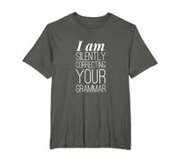 I Am Silently Correcting Your Grammar T-Shirt Funny Book Tee T-Shirt, Men's Big and Tall, Asphalt Grey, 6X Tall