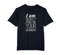 I Am Silently Correcting Your Grammar T-Shirt Funny Book Tee T-Shirt, Men's Big and Tall, Black, 6X Tall