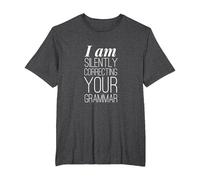 I Am Silently Correcting Your Grammar T-Shirt Funny Book Tee T-Shirt, Men's Big and Tall, Dark Heather Grey, 2X Tall